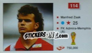 Sticker Manfred Zsak - World Cup Italia 1990 n. 114 - Merlin