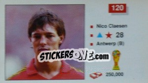 Sticker Nico Claesen - World Cup Italia 1990 - Merlin