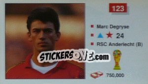 Sticker Marc Degryse - World Cup Italia 1990 n. 123 - Merlin