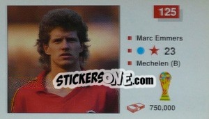 Sticker Marc Emmers - World Cup Italia 1990 n. 125 - Merlin