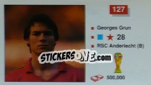 Sticker Georges Grun - World Cup Italia 1990 n. 127 - Merlin