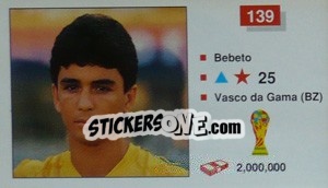 Sticker Bebeto - World Cup Italia 1990 - Merlin