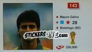 Figurina Mauro Galvao - World Cup Italia 1990 n. 143 - Merlin
