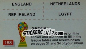 Sticker Group F (team-participants mini stickers) - World Cup Italia 1990 n. 158 - Merlin