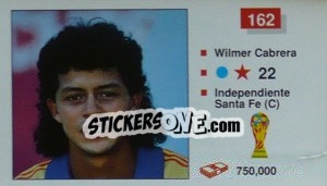 Sticker Wilmer Cabrera - World Cup Italia 1990 n. 162 - Merlin