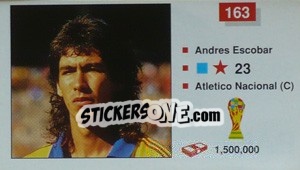 Sticker Andres Escobar - World Cup Italia 1990 n. 163 - Merlin