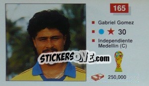 Sticker Gabriel Gomez - World Cup Italia 1990 n. 165 - Merlin