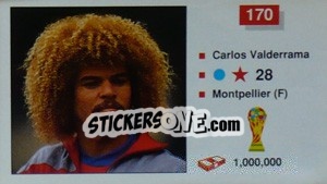 Sticker Carlos Valderrama - World Cup Italia 1990 - Merlin