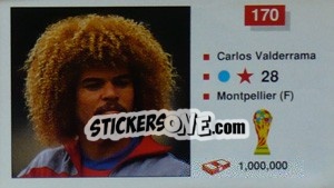 Sticker Carlos Valderrama - World Cup Italia 1990 n. 170 - Merlin