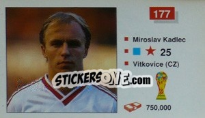 Sticker Miroslav Kadlec - World Cup Italia 1990 - Merlin
