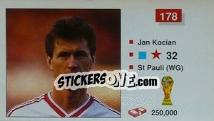 Sticker Jan Kocian - World Cup Italia 1990 - Merlin