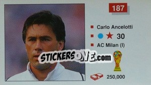 Sticker Carlo Ancelotti - World Cup Italia 1990 - Merlin
