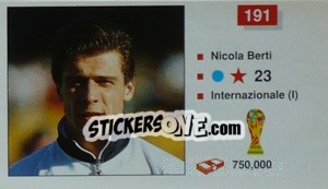 Cromo Nicola Berti - World Cup Italia 1990 n. 191 - Merlin