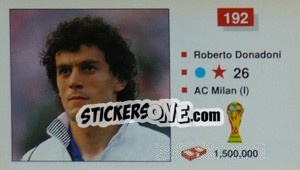 Sticker Roberto Donadoni - World Cup Italia 1990 n. 192 - Merlin