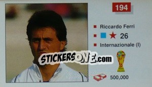 Cromo Riccardo Ferri - World Cup Italia 1990 - Merlin