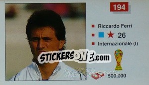Sticker Riccardo Ferri - World Cup Italia 1990 n. 194 - Merlin