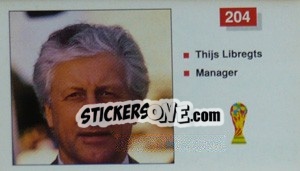 Sticker Thijs Libregts (Manager) - World Cup Italia 1990 - Merlin