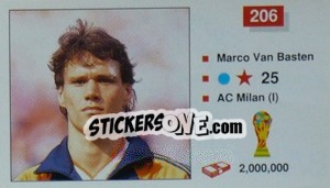 Sticker Marco Van Basten - World Cup Italia 1990 n. 206 - Merlin