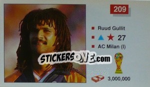 Sticker Ruud Gullit - World Cup Italia 1990 n. 209 - Merlin