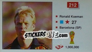 Sticker Ronald Koeman - World Cup Italia 1990 n. 212 - Merlin