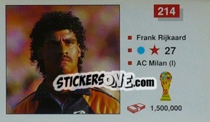 Sticker Frank Rijkaard - World Cup Italia 1990 n. 214 - Merlin