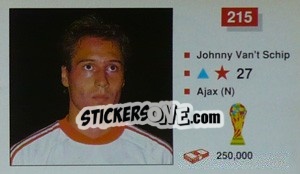 Sticker Johnny Van't Schip - World Cup Italia 1990 n. 215 - Merlin