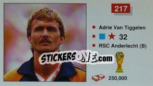 Cromo Adrie Van Tiggelen - World Cup Italia 1990 n. 217 - Merlin