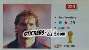 Sticker Jan Wouters - World Cup Italia 1990 n. 220 - Merlin