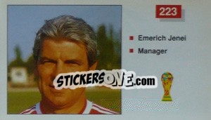 Sticker Emerich Jenei (Manager) - World Cup Italia 1990 - Merlin