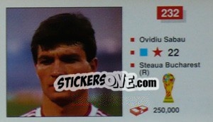 Sticker Ovidiu Sabau - World Cup Italia 1990 n. 232 - Merlin