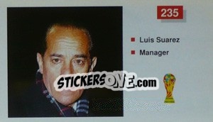 Sticker Luis Suarez (Manager) - World Cup Italia 1990 n. 235 - Merlin