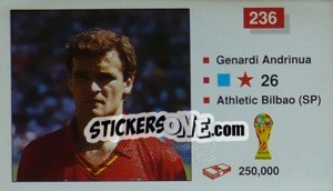 Cromo Genardi Andrinua - World Cup Italia 1990 - Merlin