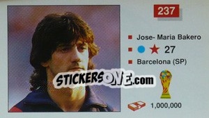 Sticker Jose-Maria Bakero - World Cup Italia 1990 - Merlin