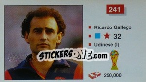 Cromo Ricardo Gallego - World Cup Italia 1990 - Merlin