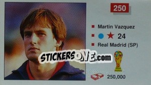 Figurina Martin Vazquez - World Cup Italia 1990 n. 250 - Merlin