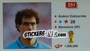 Sticker Andoni Zubizarreta - World Cup Italia 1990 - Merlin