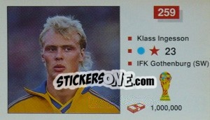 Sticker Klass Ingesson - World Cup Italia 1990 n. 259 - Merlin
