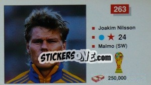 Cromo Joakim Nilsson - World Cup Italia 1990 - Merlin