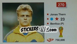 Cromo Jonas Thern - World Cup Italia 1990 - Merlin