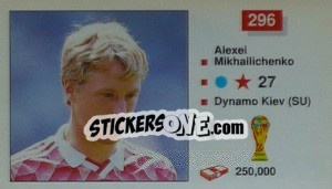 Sticker Alexei Mikhalichenko - World Cup Italia 1990 n. 296 - Merlin