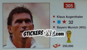 Sticker Klaus Augenthaler - World Cup Italia 1990 - Merlin