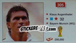 Sticker Klaus Augenthaler - World Cup Italia 1990 n. 305 - Merlin