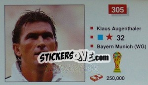 Figurina Klaus Augenthaler - World Cup Italia 1990 - Merlin