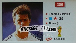 Sticker Thomas Berthold - World Cup Italia 1990 n. 306 - Merlin