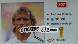 Sticker Andreas Brehme - World Cup Italia 1990 n. 307 - Merlin