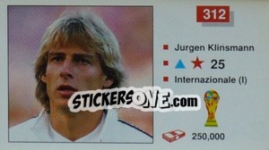 Sticker Jurgen Klinsmann - World Cup Italia 1990 n. 312 - Merlin