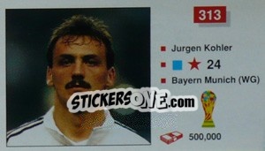 Sticker Jurgen Kohler - World Cup Italia 1990 - Merlin