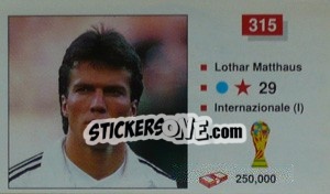 Sticker Lothar Matthaus - World Cup Italia 1990 n. 315 - Merlin