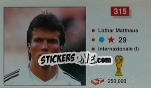 Sticker Lothar Matthaus - World Cup Italia 1990 - Merlin