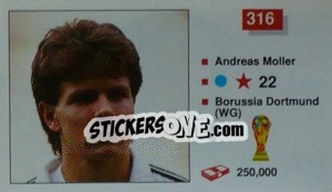 Sticker Andreas Moller - World Cup Italia 1990 n. 316 - Merlin